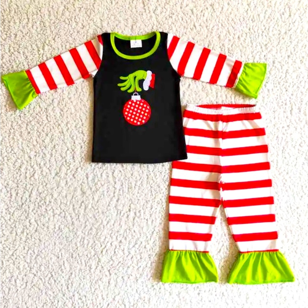 Christmas 2 piece Grinch matching set for little girls